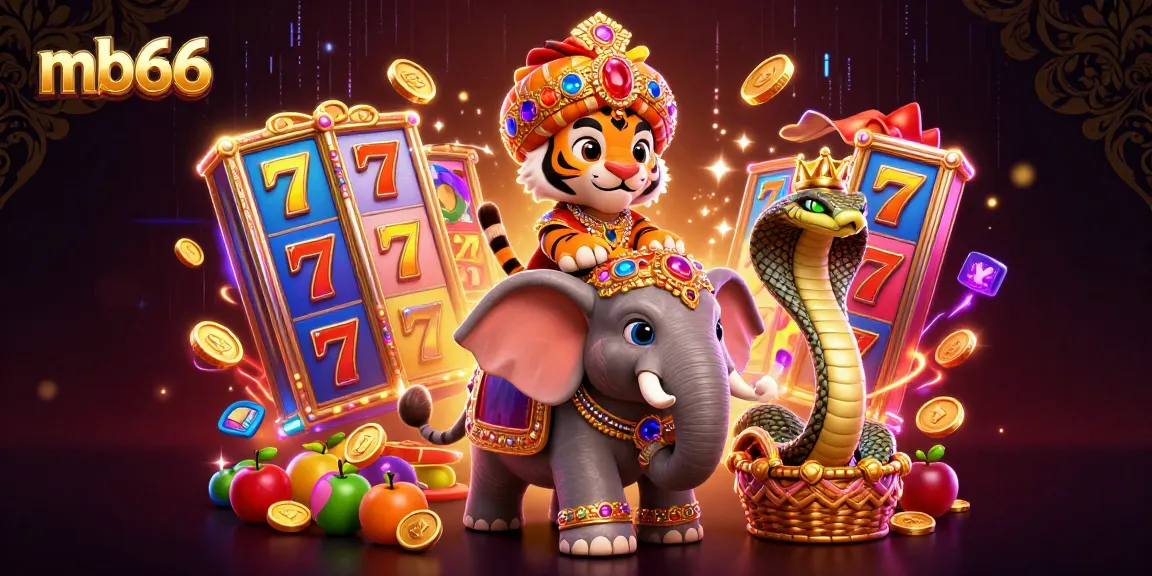 Engage with mb66's vibrant slots scene featuring a maharaja, elephant, and cobra amidst dynamic jackpot excitement.