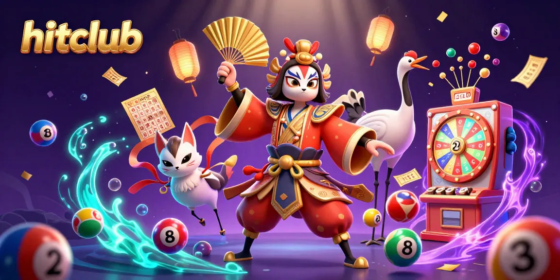 Engage with hitclub's vibrant lottery scene featuring dynamic characters and colorful game elements.