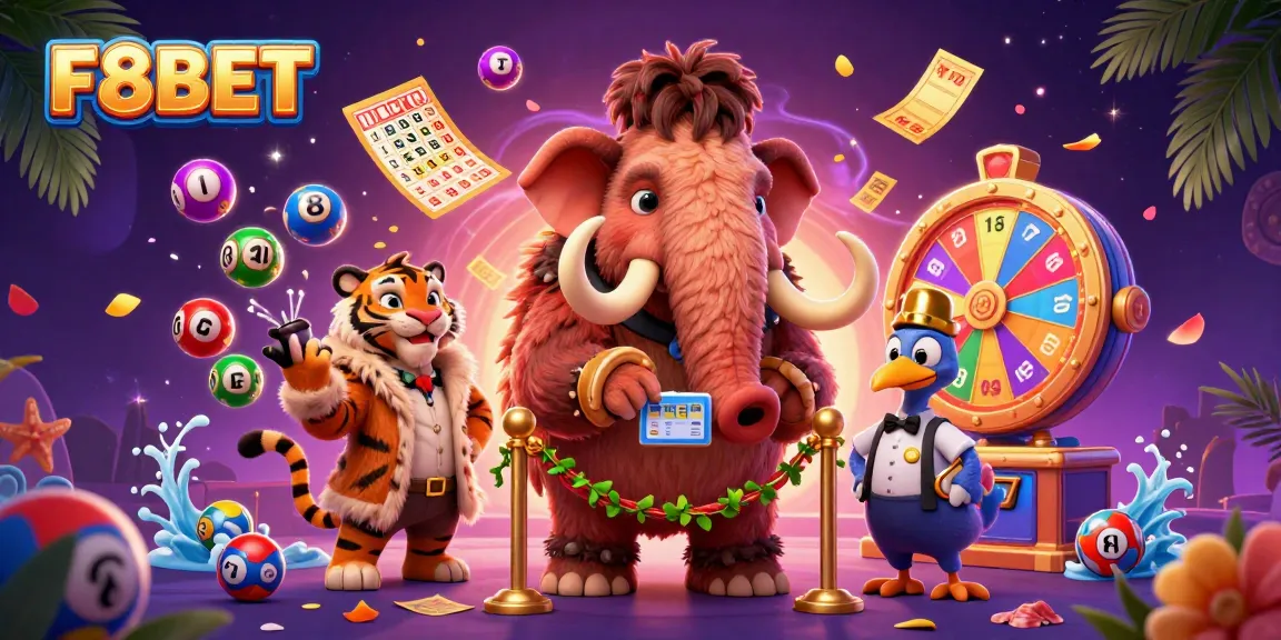 Experience F8BET's lively casino adventure with vibrant characters and dynamic gambling elements
