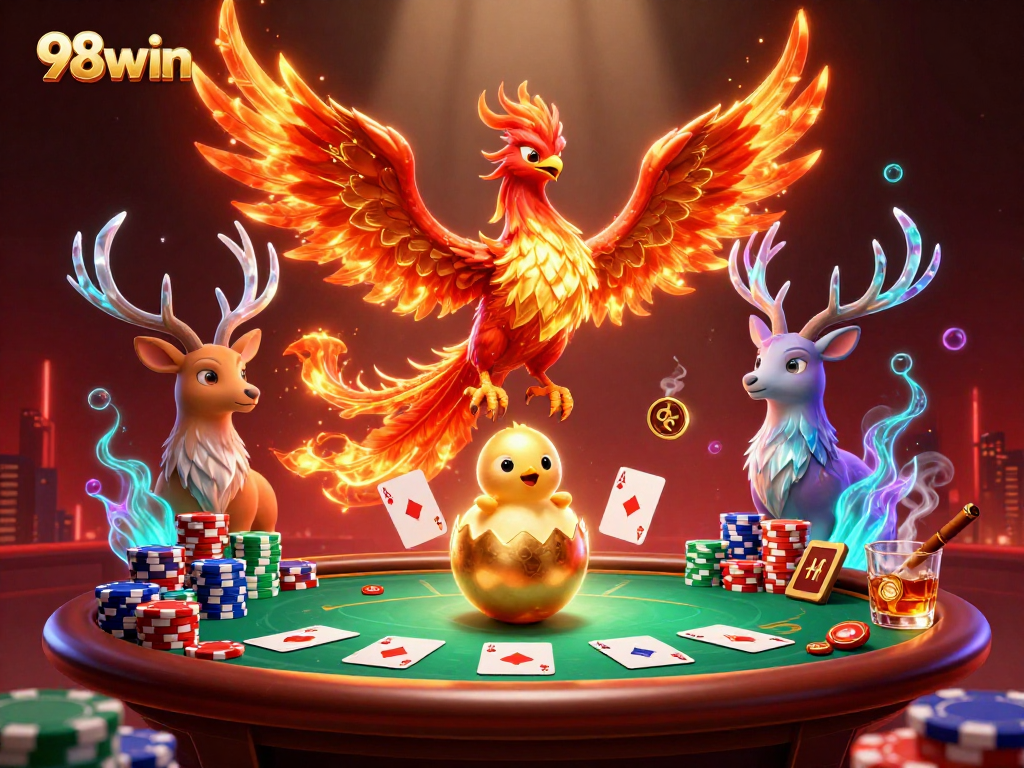 Engage with exciting games at 98win's vibrant online casino, featuring dynamic characters and action.