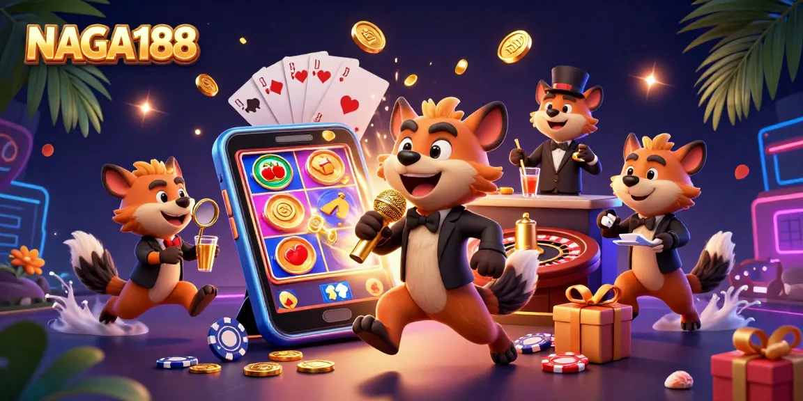 NAGA188 menawarkan pengalaman kasino unik dengan kartun hyena dalam suasana club, beternak dan bersantai.