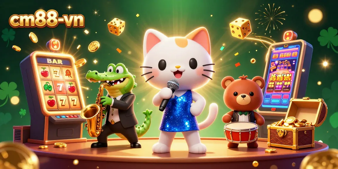 Experience the lively atmosphere at cm88-vn with charming characters, vibrant slots, and casino action.