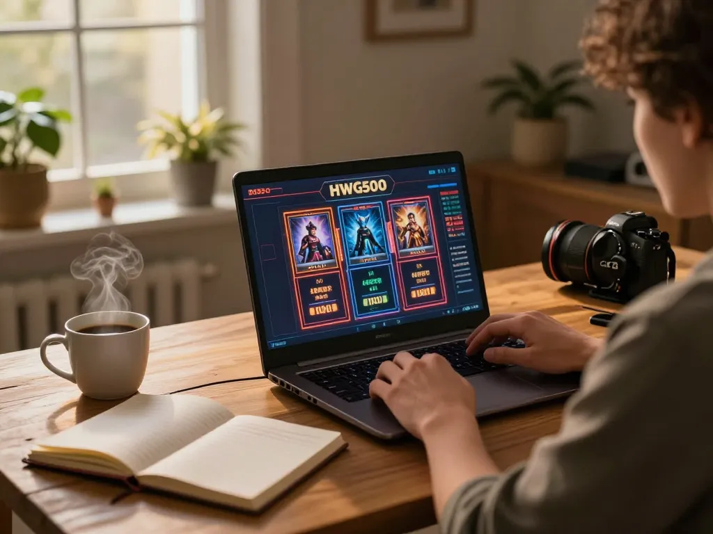 Engaging gameplay on hwg500 slot with a cozy living room atmosphere and strategic planning.