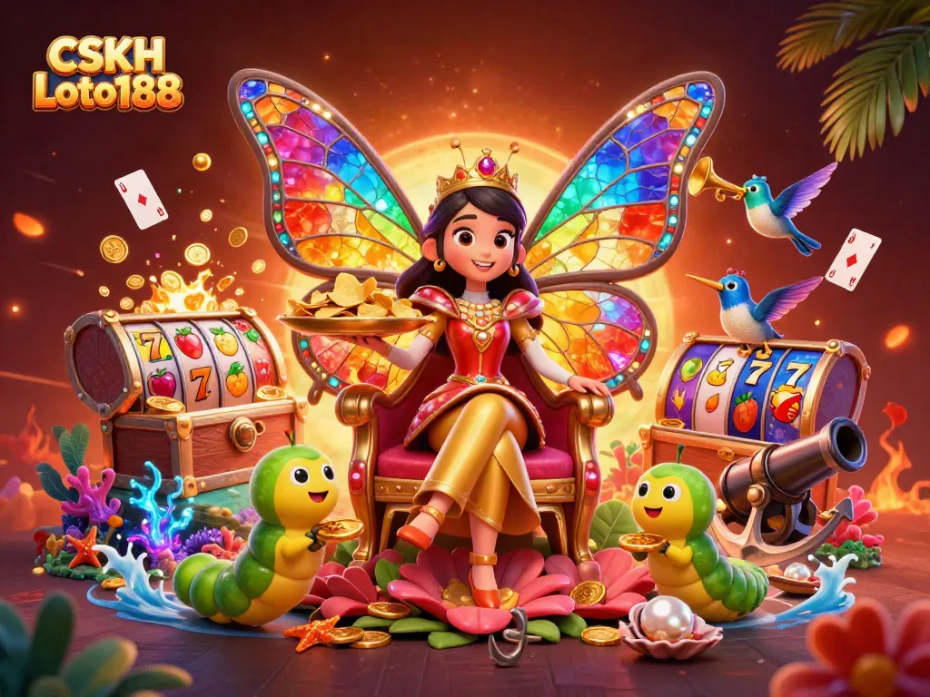 Spin the slots with CSKH Loto188's vibrant gaming atmosphere featuring colorful reels and sparkling winnings.