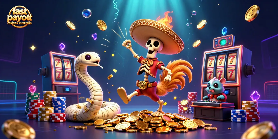 Experience fast payout casinos Australia with this vibrant 3D illustration of winning characters celebrating on a golden coin pile.