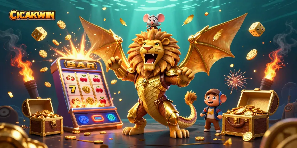 CICAKWIN brings thrilling slot action to life with a golden chimera, jackpot explosions, and dynamic casino elements.