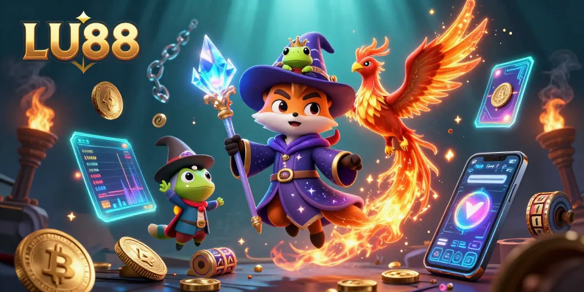 LU88 players enjoy an enchanting casino scene with mystical characters and vibrant elements.