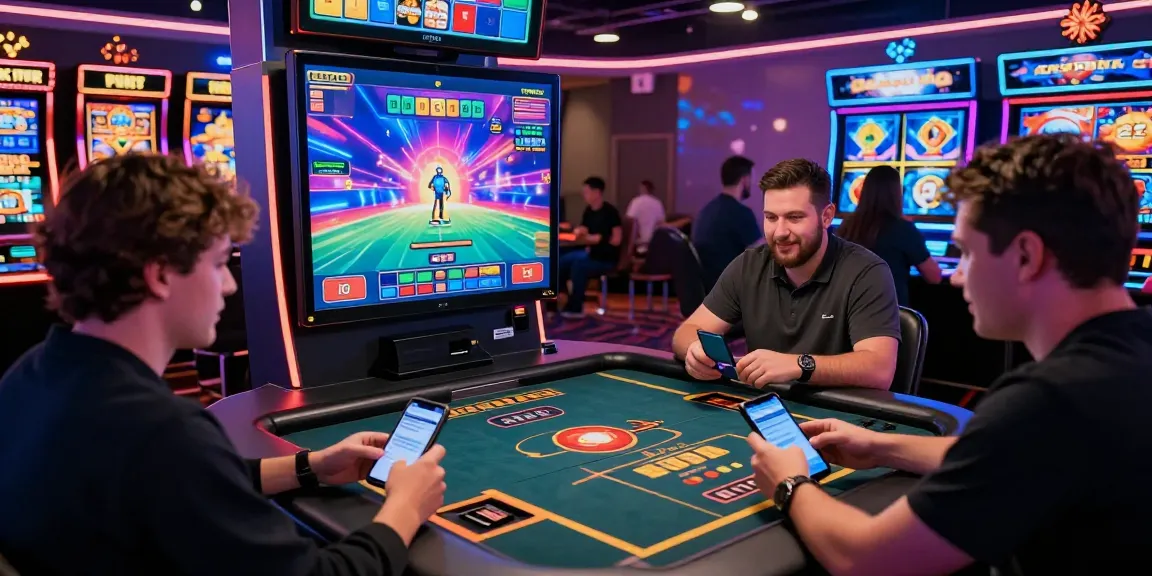 Aufgeregte Spieler, die an einem Paysafe Card Casino-Erlebnis mit lebhaften Grafiken und mobilen Einzahlungen teilnehmen.
