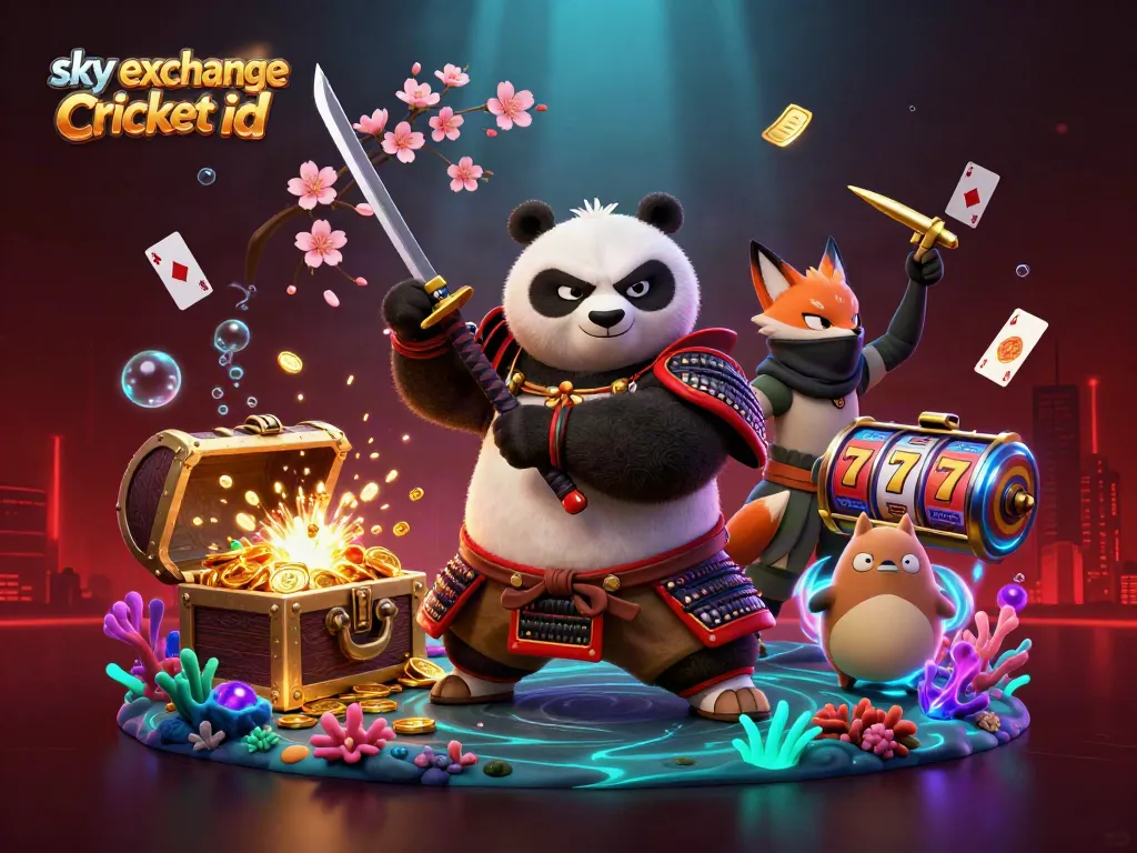 Engaging scene featuring sky exchange Cricket id characters with dynamic betting elements and casino theme.