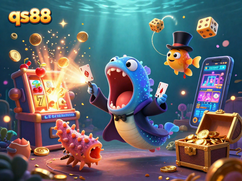 Experience exciting wins at qs88 with thrilling jackpot gameplay surrounded by colorful characters.