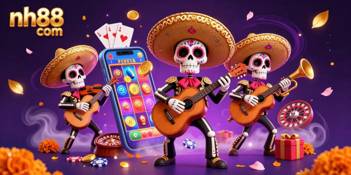 Experience the excitement of nh88 com as skeleton mariachi musicians bring casino games to life with vibrant visuals.