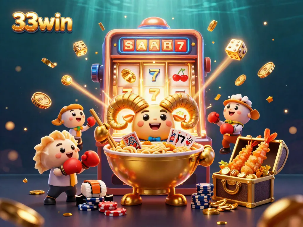 Experience thrilling gameplay at 33win with energetic characters dealing cards and stacking chips.