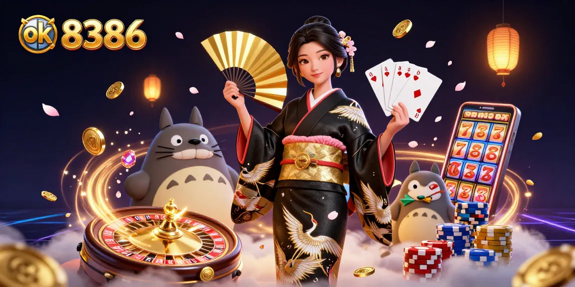 Spin the reels at ok 8386 with this vibrant casino scene featuring iconic gambling elements.