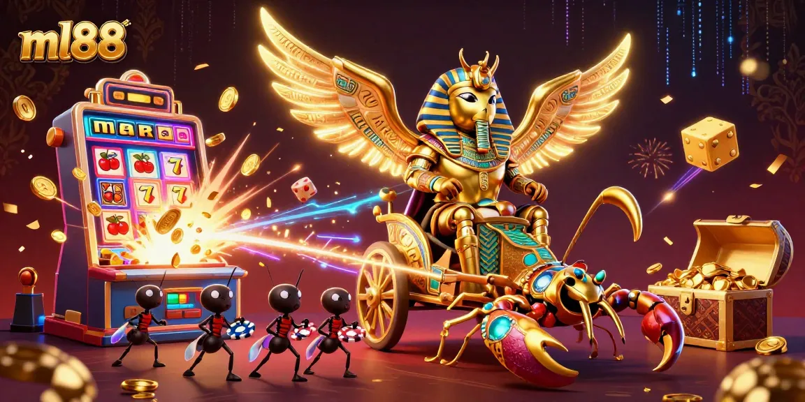 Experience thrilling wins at ml88 with a vibrant casino scene featuring golden symbols and exciting game elements.