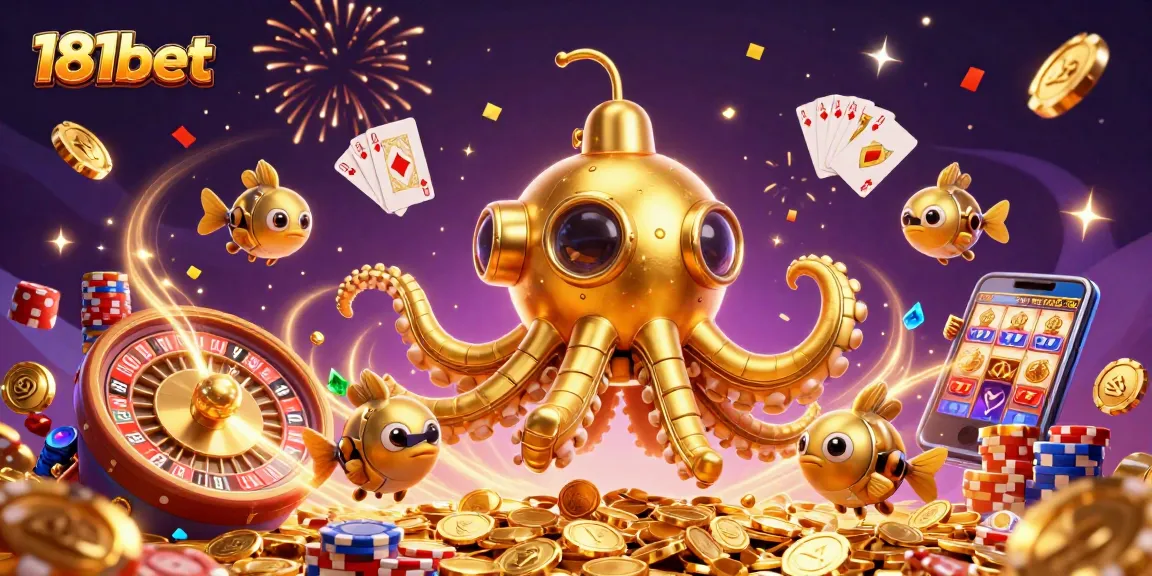 Play exciting games at 181bet with vibrant casino elements and stunning golden visuals.