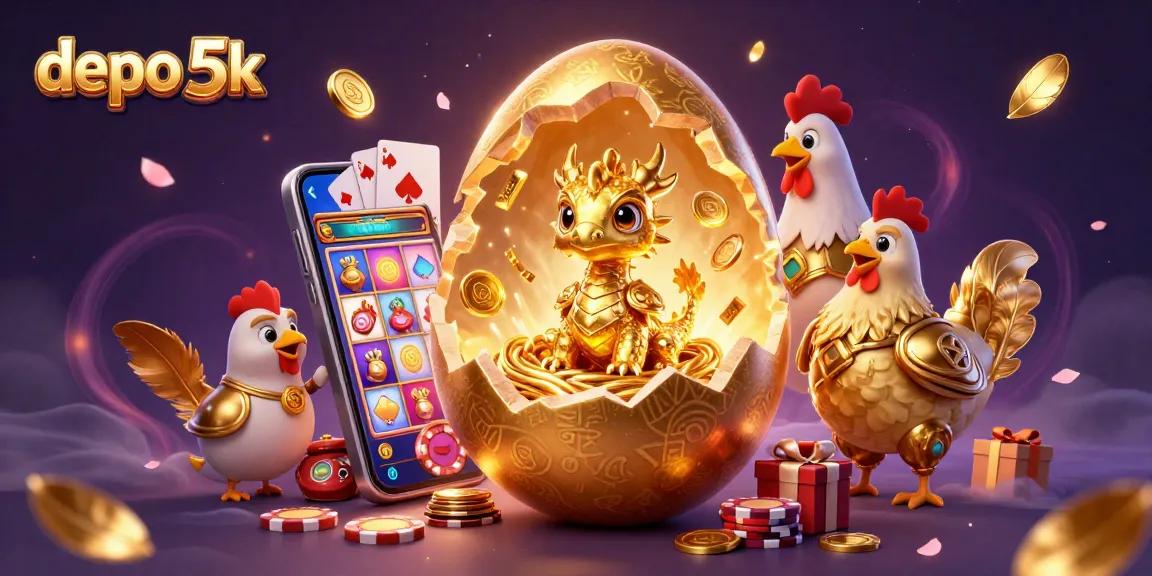 Engage in thrilling gameplay and winning chances with depo 5k in this vibrant casino illustration.