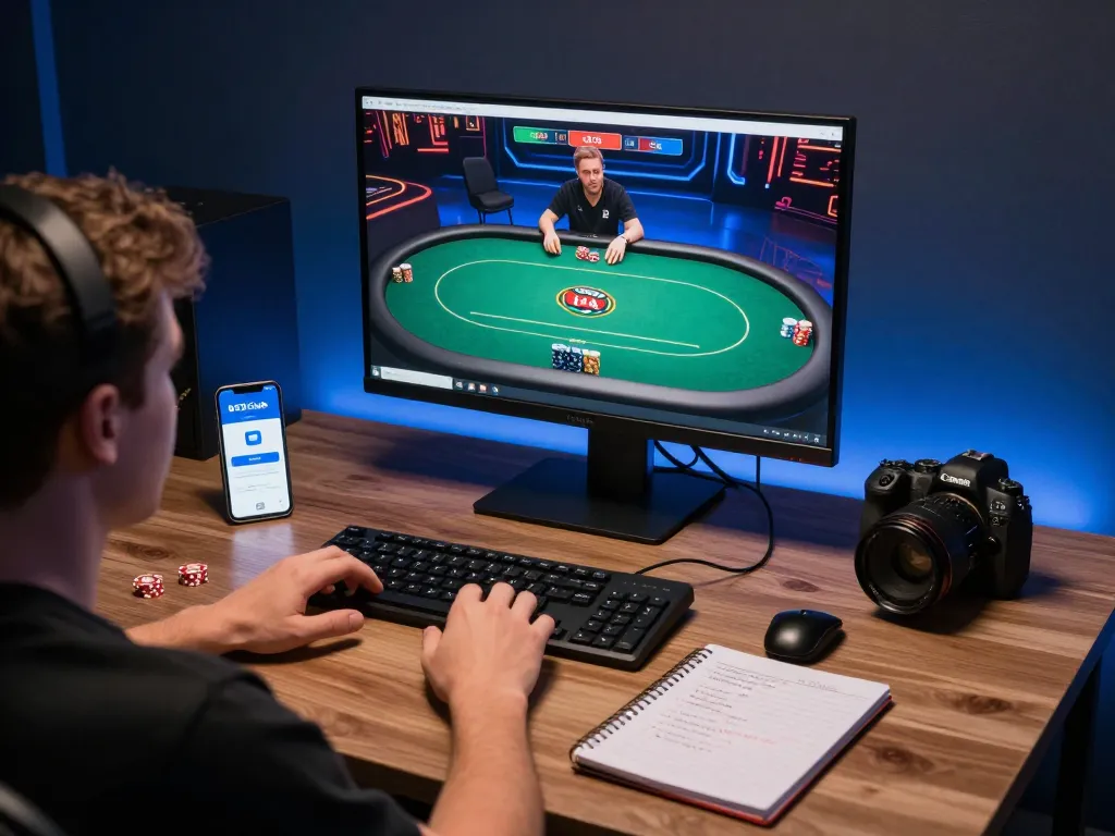 b52club player enjoying online poker with gaming strategies in a cozy setting